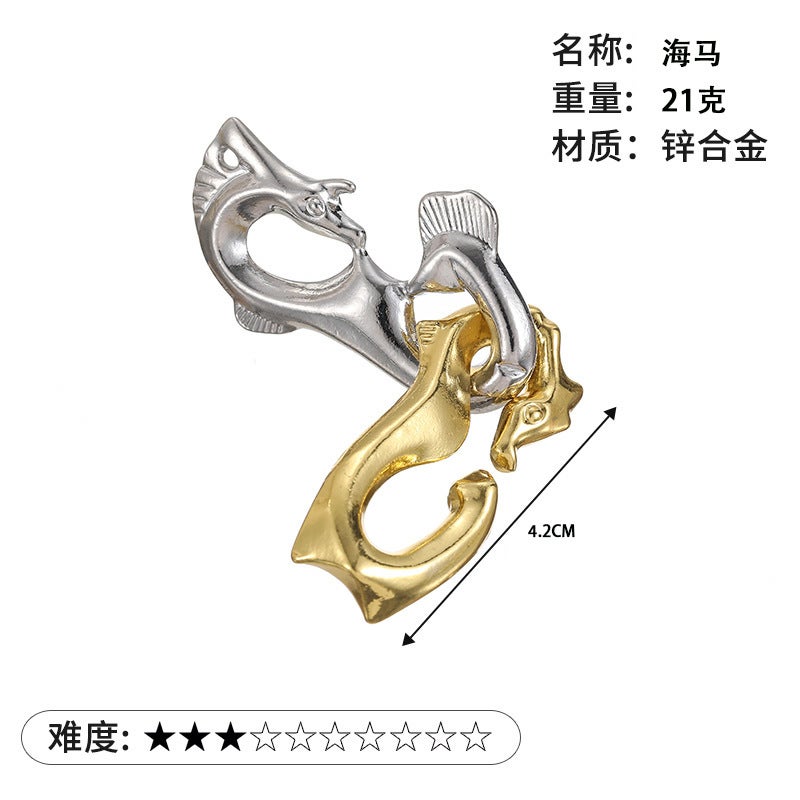 Puzzle Zinc Alloy Unlock Intelligence Release Luban Lock Educational Toys Children Nine Chain Kongming Lock Horseshoe Lock - Image 1